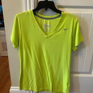 Nike Women's Neon Yellow V-Neck Tee